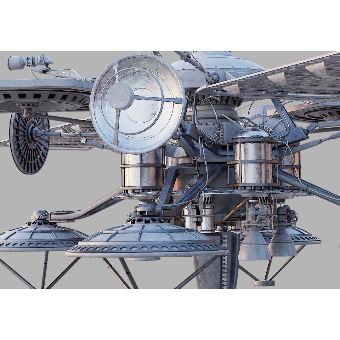 Sci-Fi Satellite 3D Model – PBR Textured Game Asset, Blender - View 14