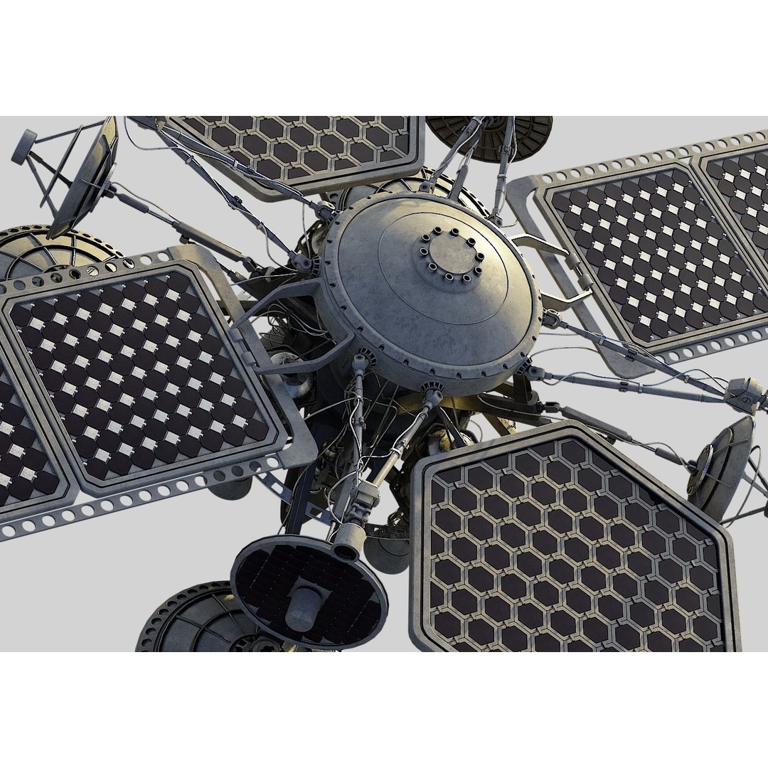 Sci-Fi Satellite 3D Model – PBR Textured Game Asset, Blender - View 3
