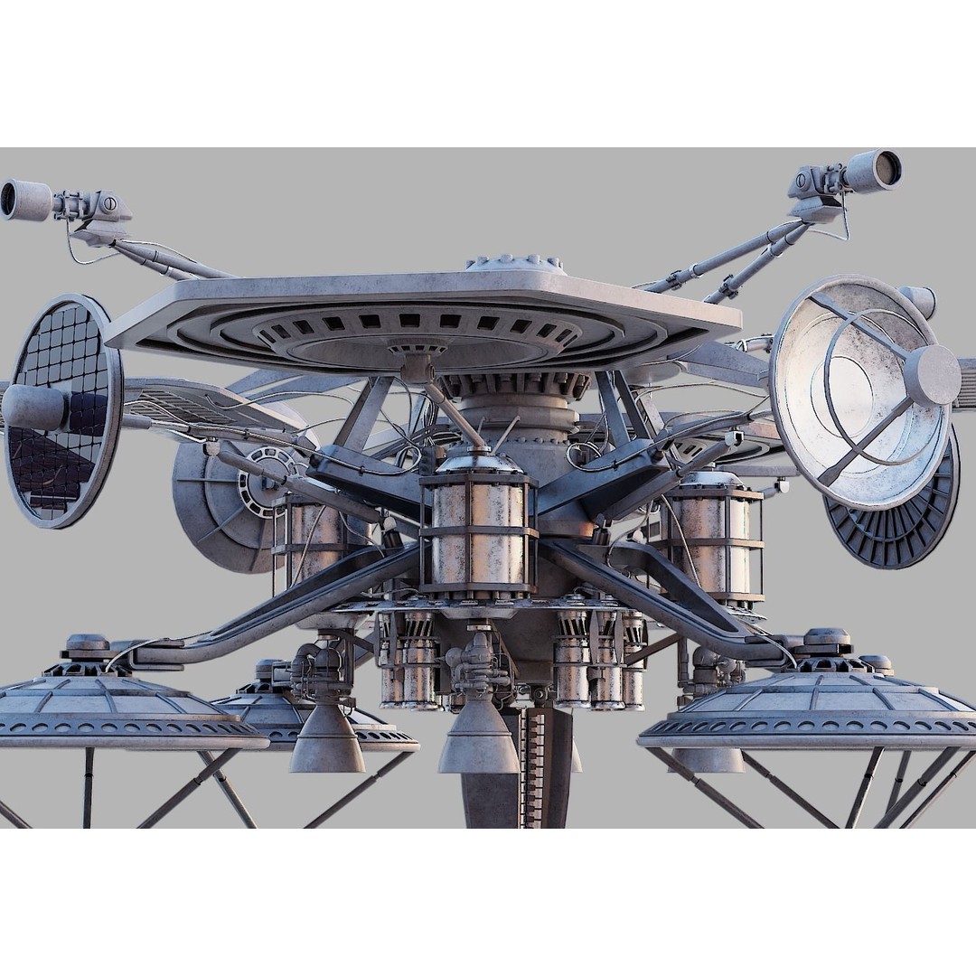 Sci-Fi Satellite 3D Model – PBR Textured Game Asset, Blender - View 34