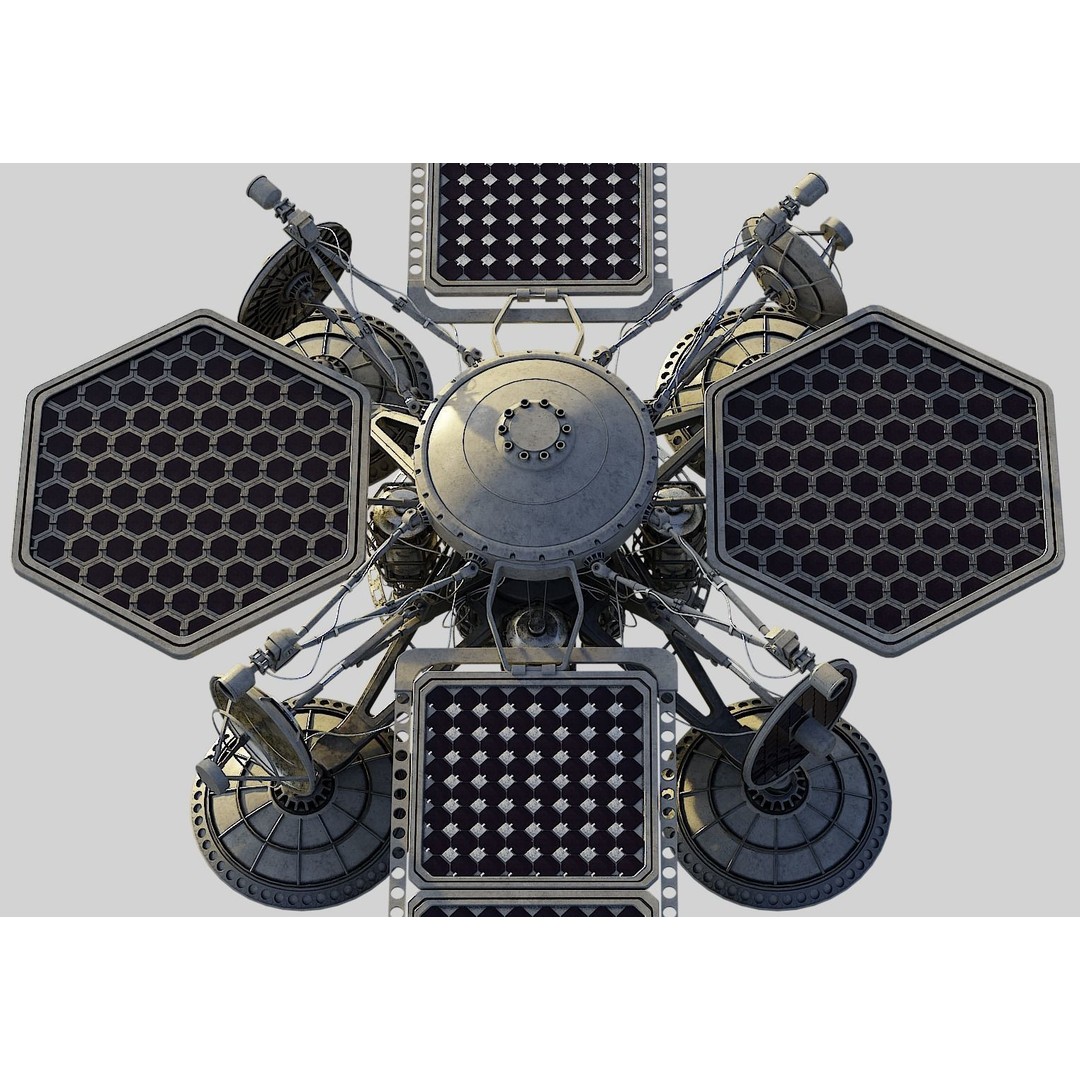 Sci-Fi Satellite 3D Model – PBR Textured Game Asset, Blender - View 4