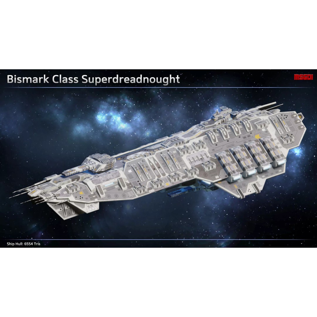 Bismarck Super Dreadnought 3D Model – Low Poly Game Asset, FBX - View 2