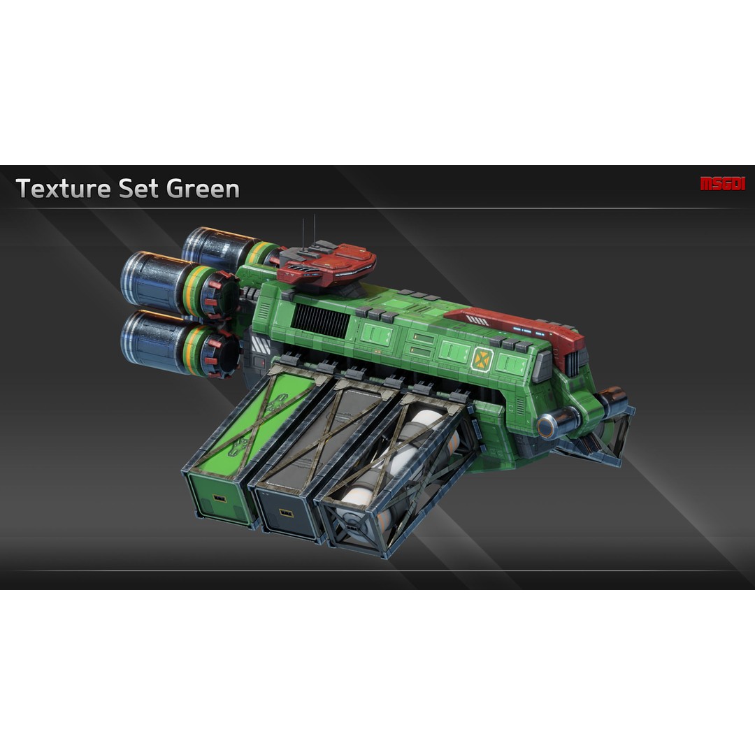 CFS3 Light Freighter 3D Model – Low Poly Game Asset, FBX, OBJ - View 10