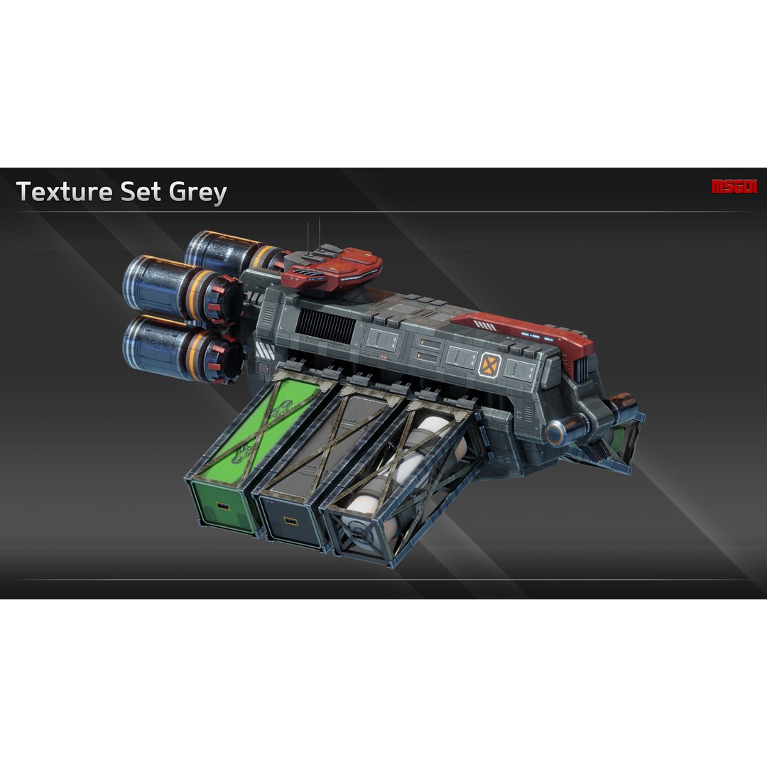 CFS3 Light Freighter 3D Model – Low Poly Game Asset, FBX, OBJ - View 11