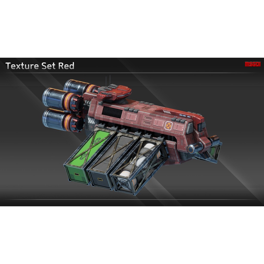 CFS3 Light Freighter 3D Model – Low Poly Game Asset, FBX, OBJ - View 12