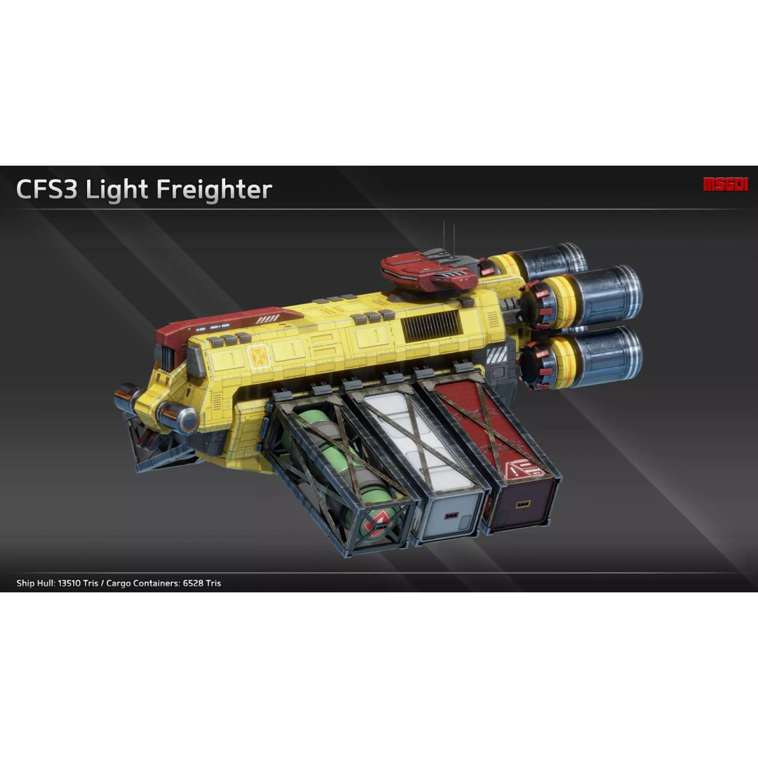CFS3 Light Freighter 3D Model – Low Poly Game Asset, FBX, OBJ - View 2