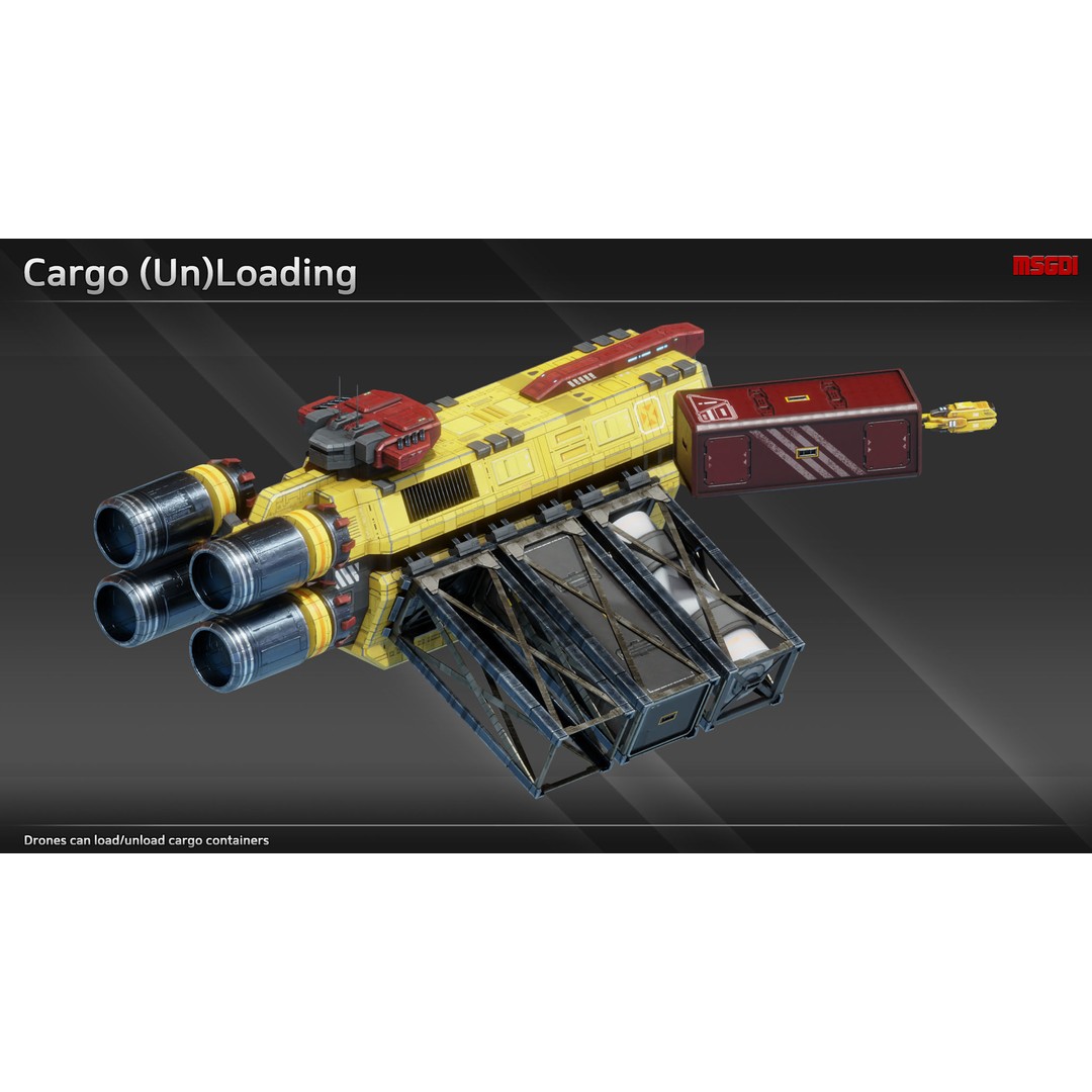 CFS3 Light Freighter 3D Model – Low Poly Game Asset, FBX, OBJ - View 7