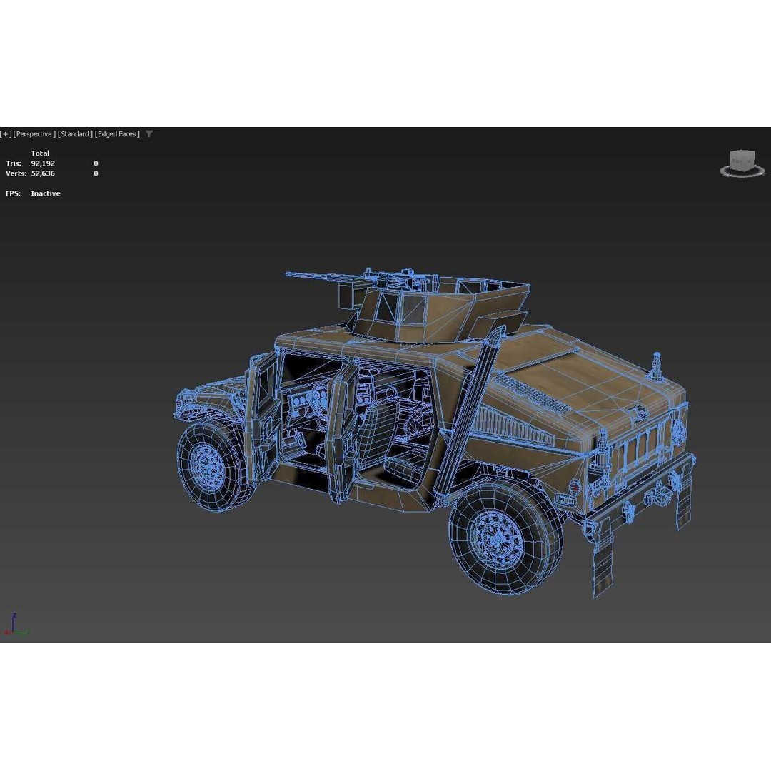 HMMWV 3D Model – Low Poly Military Vehicle, Game Ready, FBX - View 10