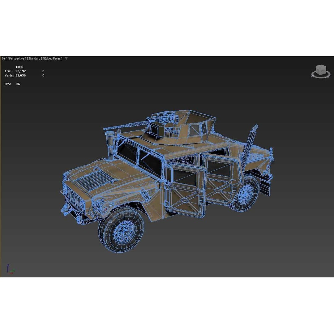 HMMWV 3D Model – Low Poly Military Vehicle, Game Ready, FBX - View 11
