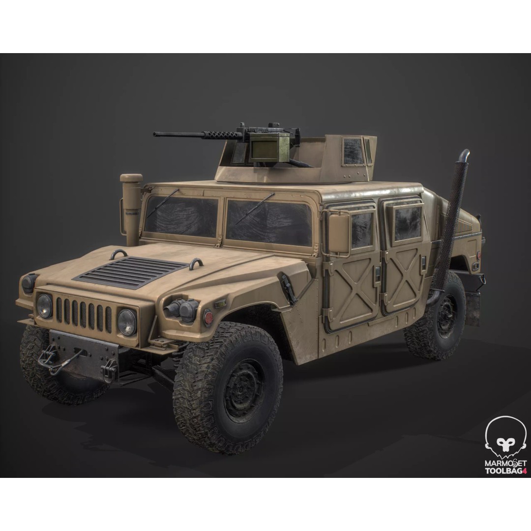 HMMWV 3D Model – Low Poly Military Vehicle, Game Ready, FBX - View 2