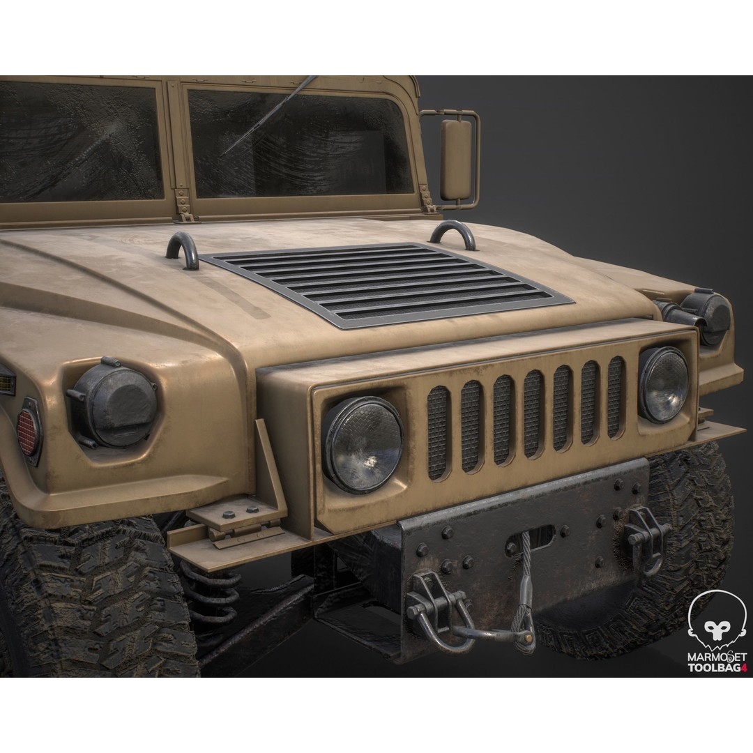 HMMWV 3D Model – Low Poly Military Vehicle, Game Ready, FBX - View 3