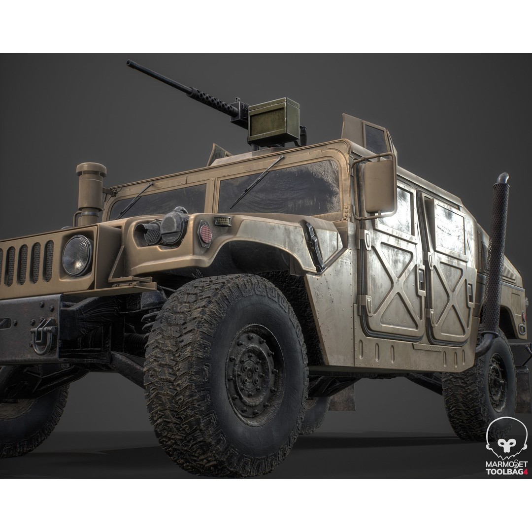 HMMWV 3D Model – Low Poly Military Vehicle, Game Ready, FBX - View 4