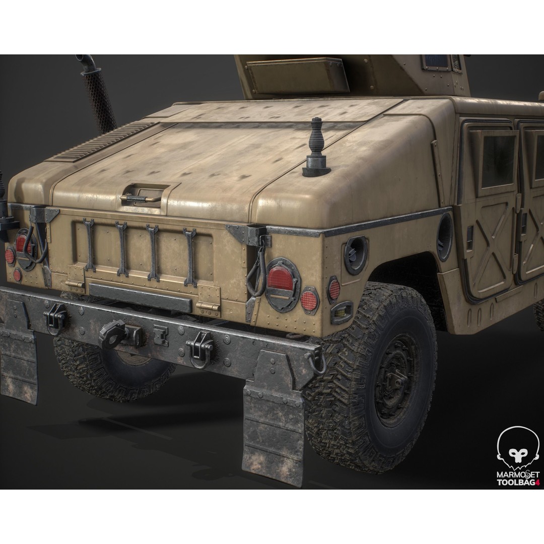 HMMWV 3D Model – Low Poly Military Vehicle, Game Ready, FBX - View 5