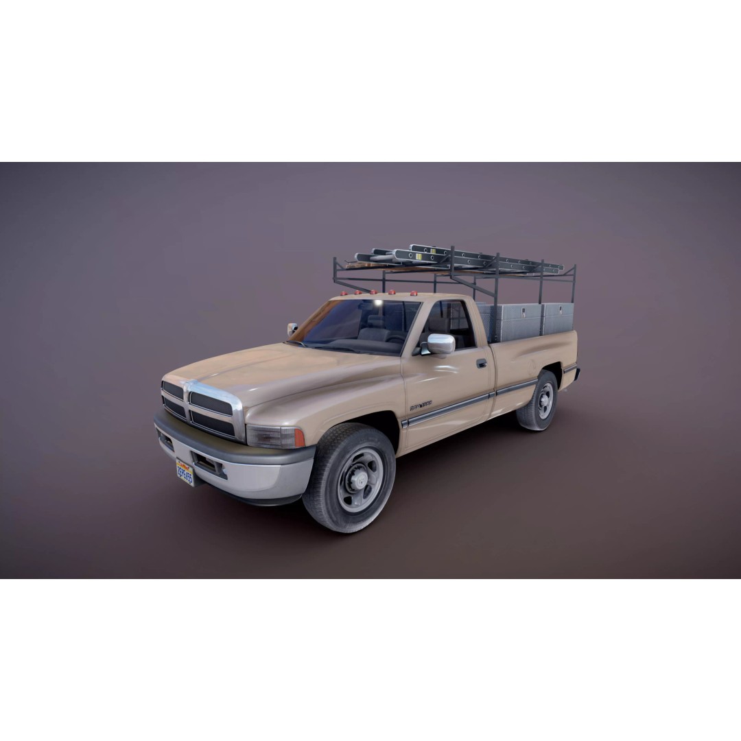 Dodge Ram 1995 3D Model – Low Poly Vehicle Asset, FBX, PBR Textures - View 19