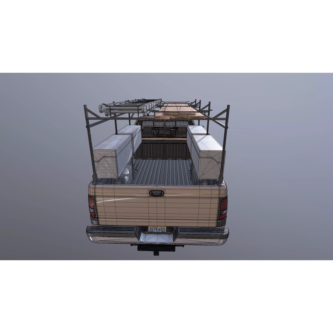 Dodge Ram 1995 3D Model – Low Poly Vehicle Asset, FBX, PBR Textures - View 24