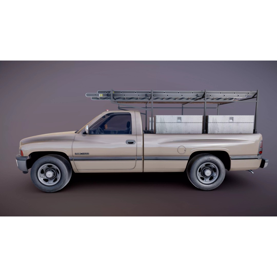 Dodge Ram 1995 3D Model – Low Poly Vehicle Asset, FBX, PBR Textures - View 27