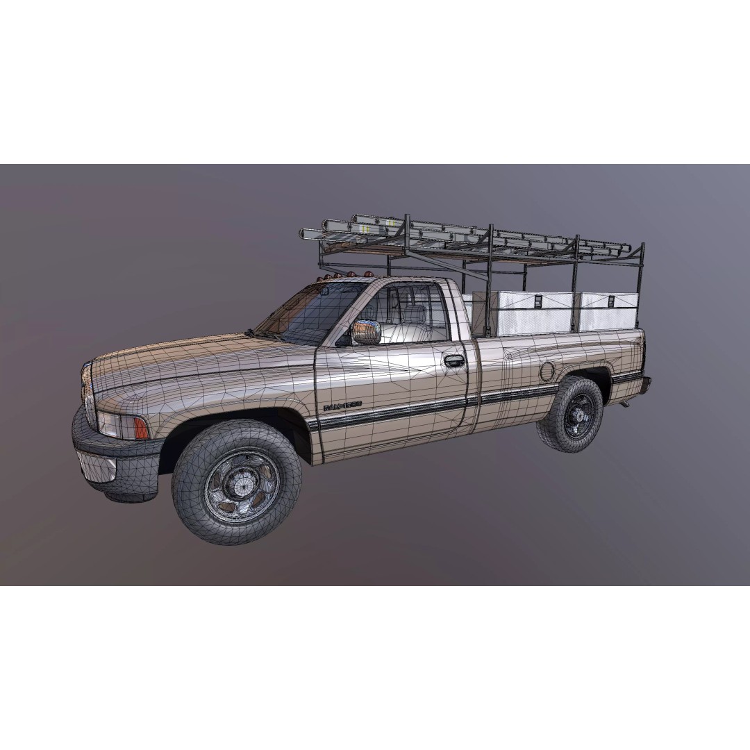 Dodge Ram 1995 3D Model – Low Poly Vehicle Asset, FBX, PBR Textures - View 28