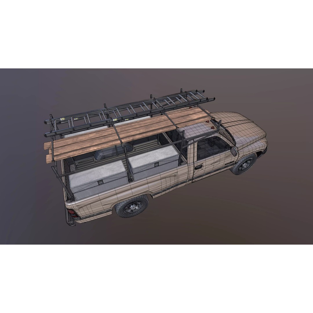 Dodge Ram 1995 3D Model – Low Poly Vehicle Asset, FBX, PBR Textures - View 29