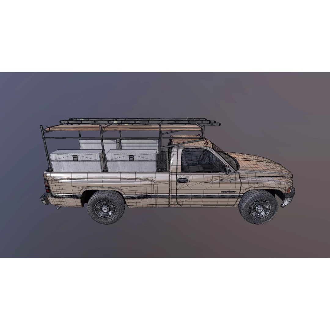 Dodge Ram 1995 3D Model – Low Poly Vehicle Asset, FBX, PBR Textures - View 31