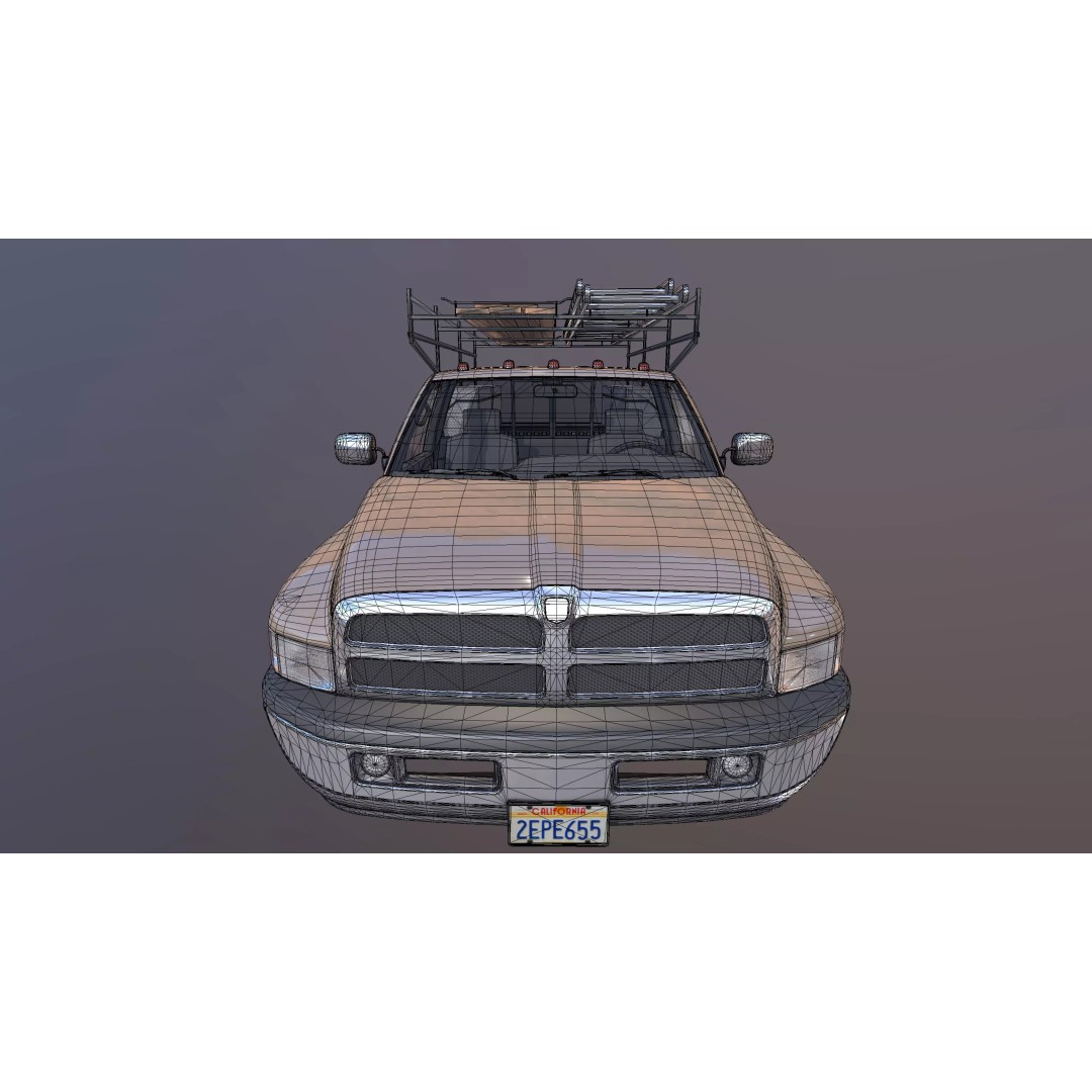 Dodge Ram 1995 3D Model – Low Poly Vehicle Asset, FBX, PBR Textures - View 32