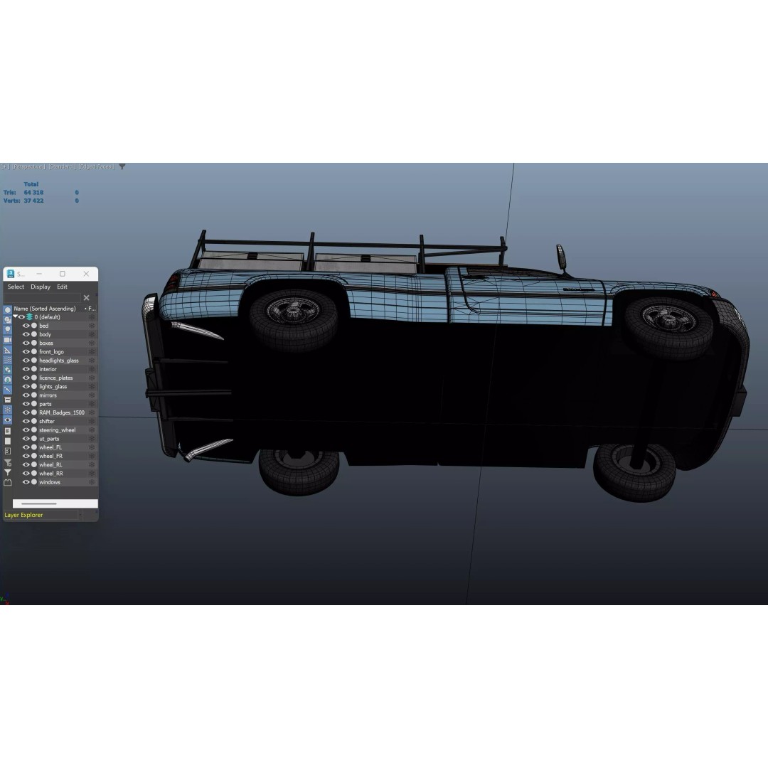 Dodge Ram 1995 3D Model – Low Poly Vehicle Asset, FBX, PBR Textures - View 35