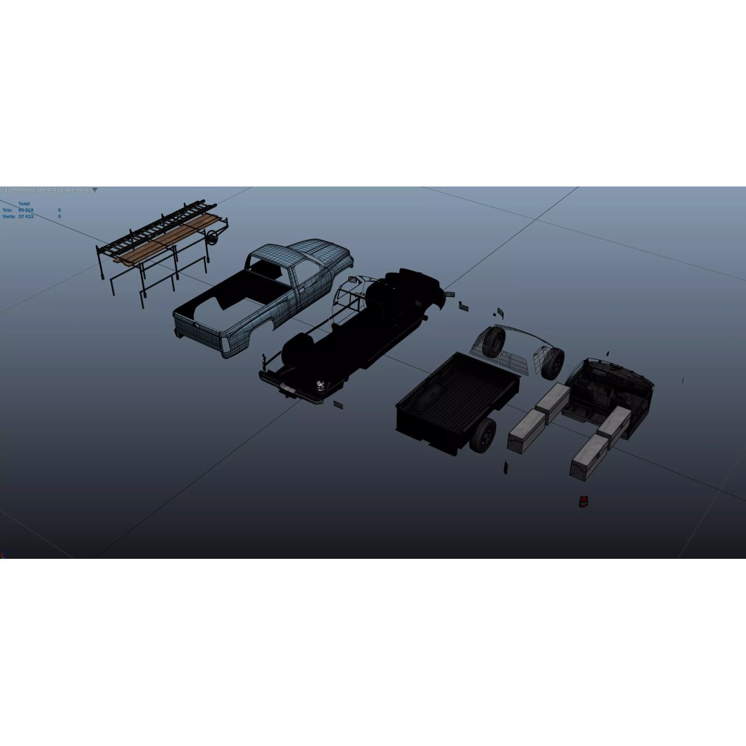 Dodge Ram 1995 3D Model – Low Poly Vehicle Asset, FBX, PBR Textures - View 36