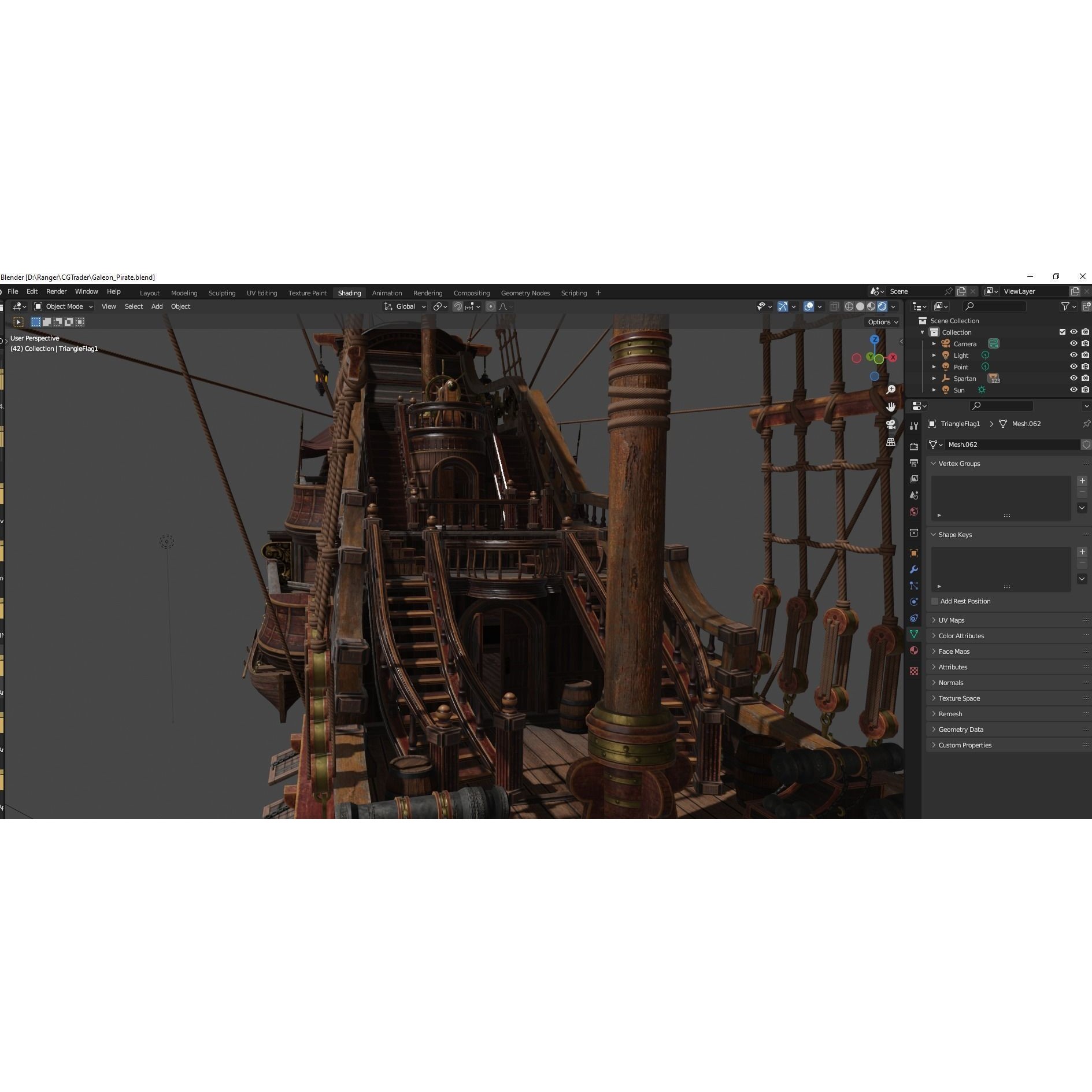 Galleon Spartan - Low-Poly Game-Ready 3D Model