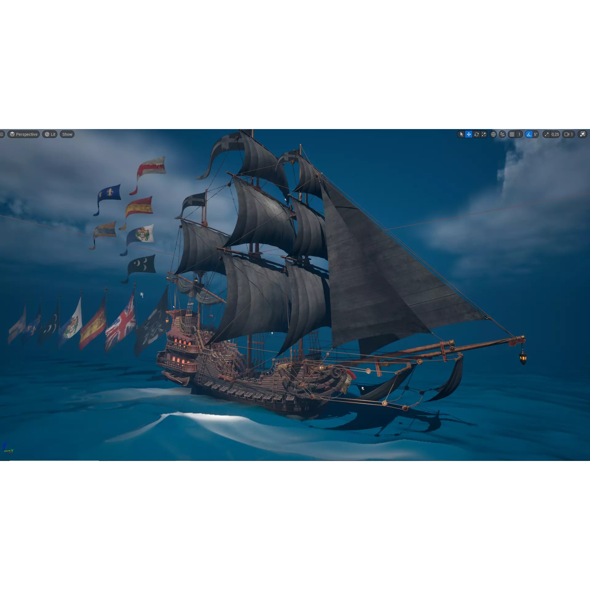 Galleon Spartan - Low-Poly Game-Ready 3D Model - View 2