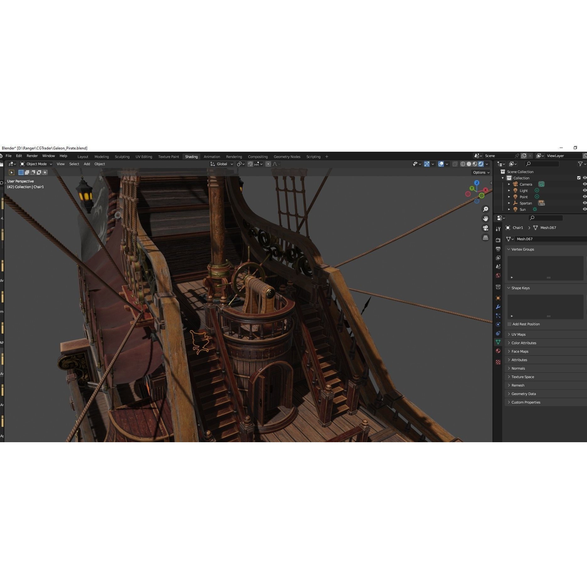 Galleon Spartan - Low-Poly Game-Ready 3D Model - View 32