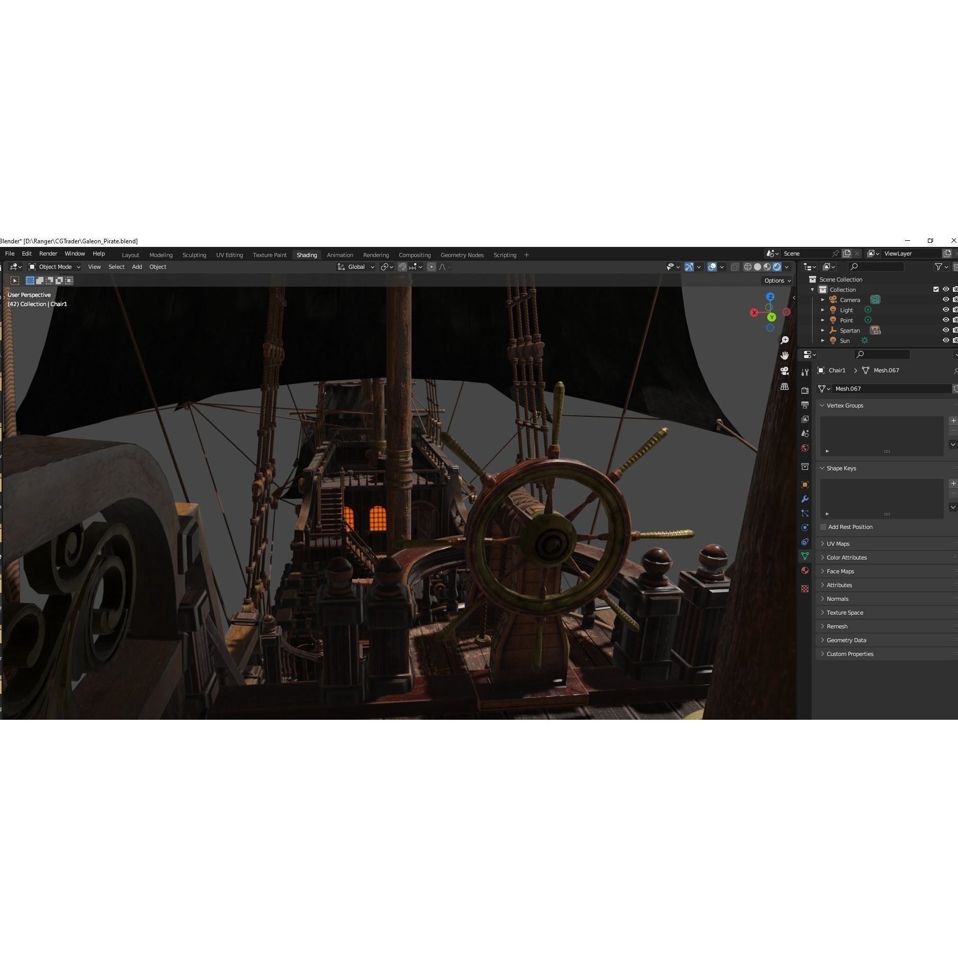 Galleon Spartan - Low-Poly Game-Ready 3D Model - View 33