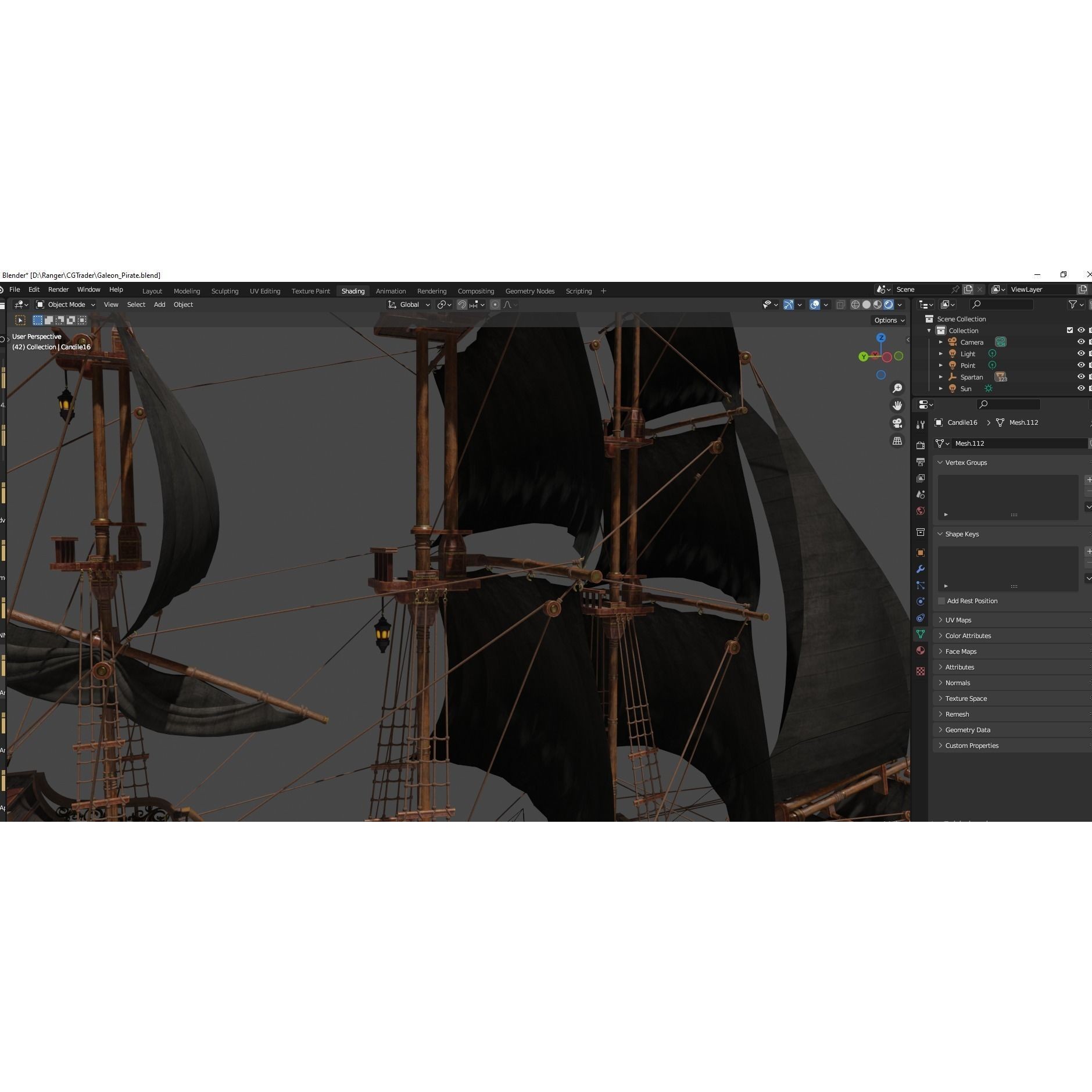 Galleon Spartan - Low-Poly Game-Ready 3D Model - View 36