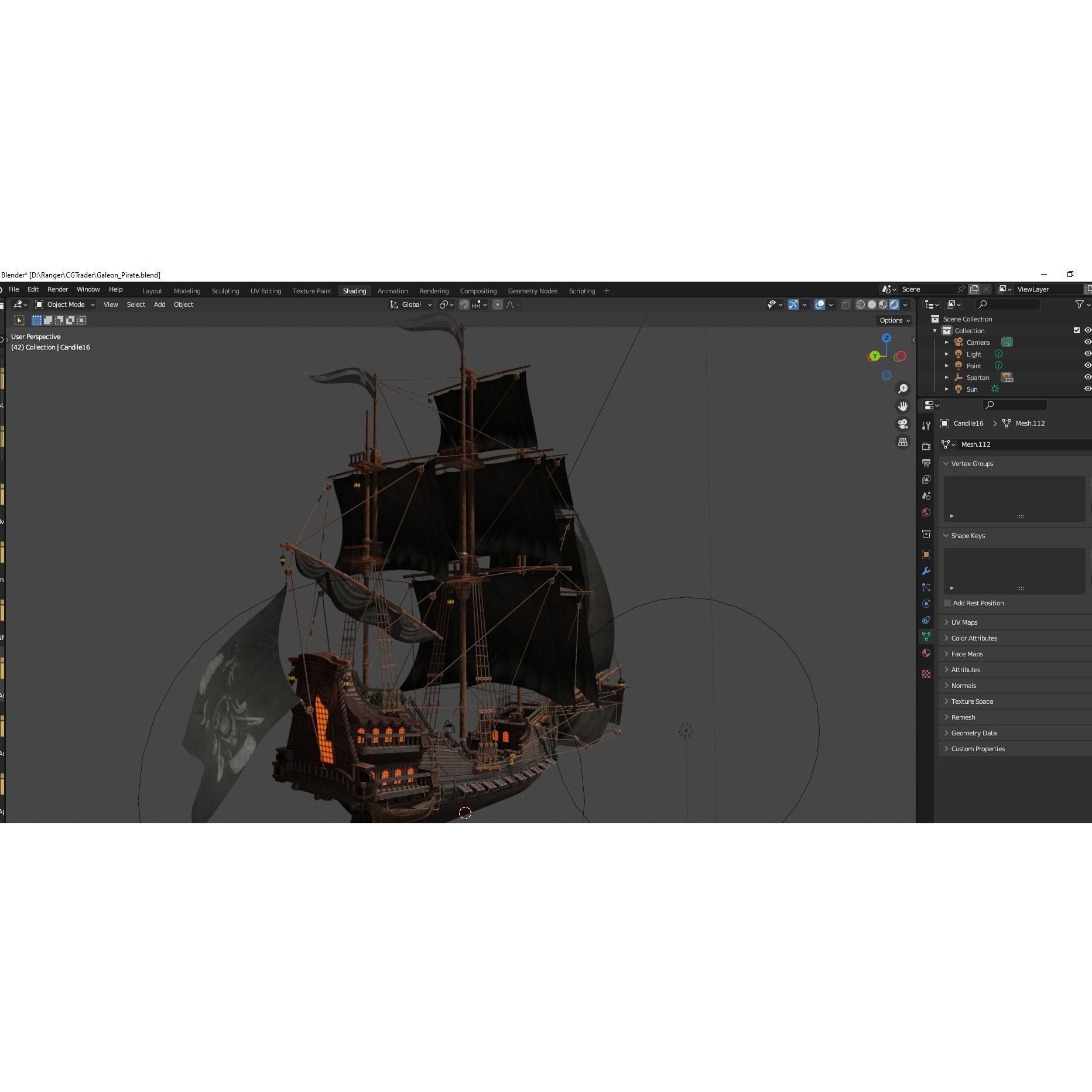 Galleon Spartan - Low-Poly Game-Ready 3D Model - View 37