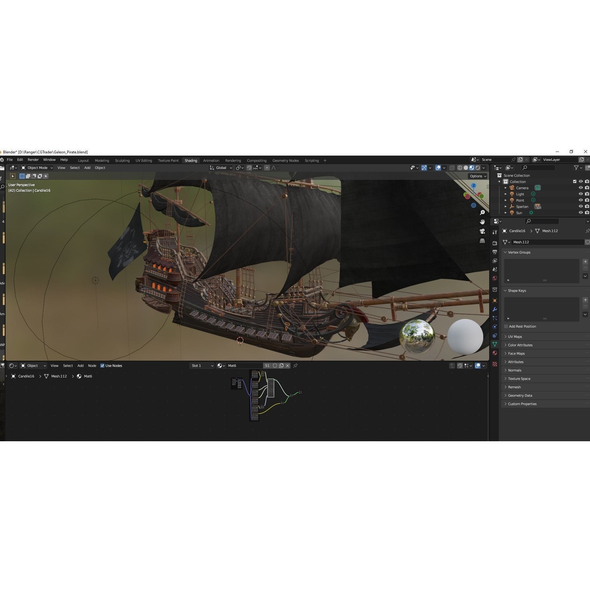 Galleon Spartan - Low-Poly Game-Ready 3D Model - View 38