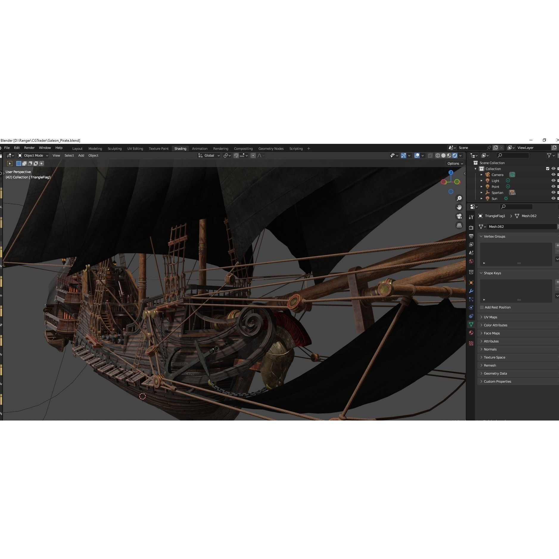 Galleon Spartan - Low-Poly Game-Ready 3D Model - View 39