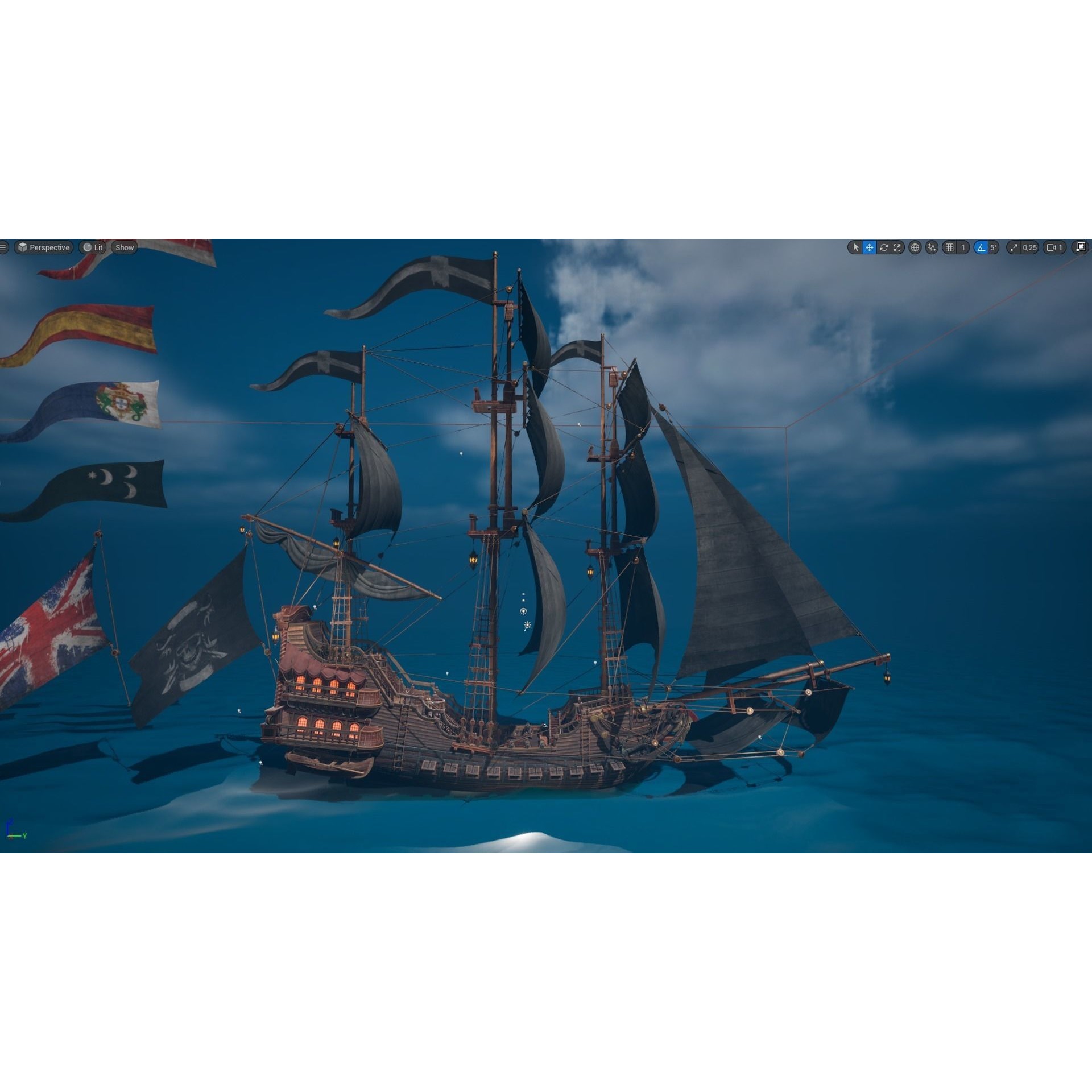 Galleon Spartan - Low-Poly Game-Ready 3D Model - View 4