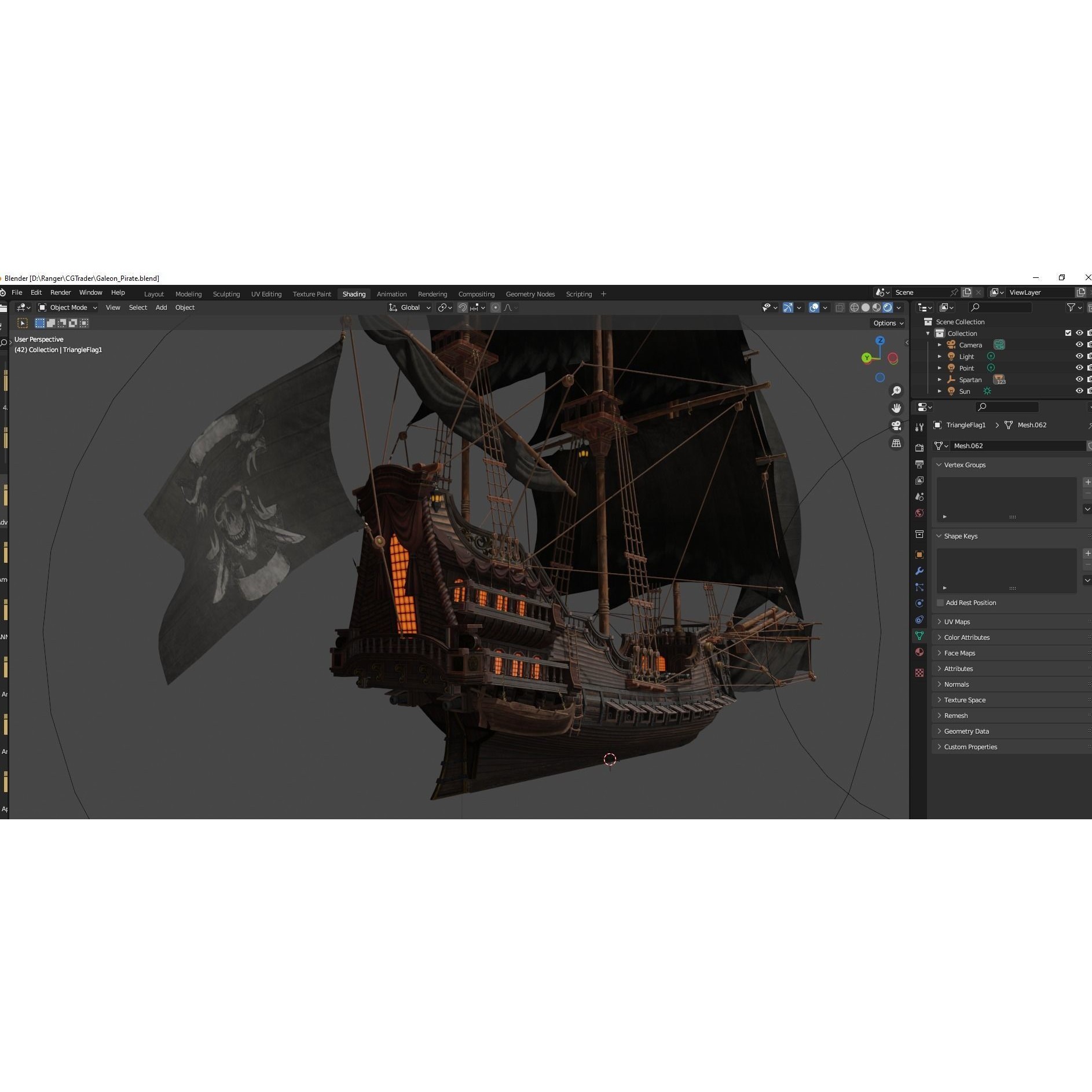 Galleon Spartan - Low-Poly Game-Ready 3D Model - View 45