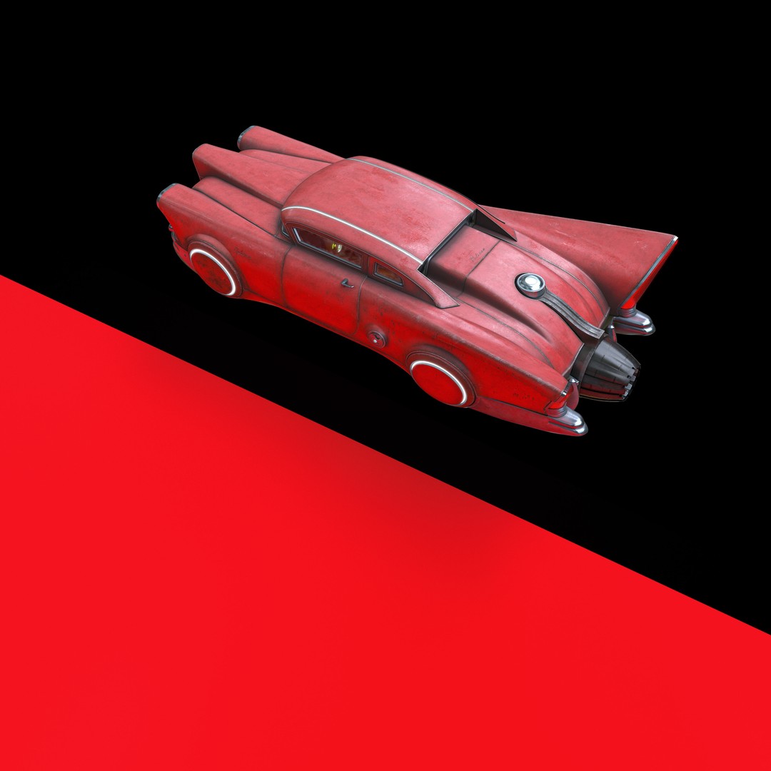 Futuristic Flying Car 3D Model – High Poly PBR Vehicle, FBX, OBJ - View 18