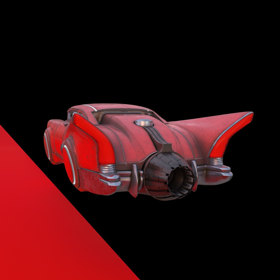 Futuristic Flying Car 3D Model – High Poly PBR Vehicle, FBX, OBJ - View 21