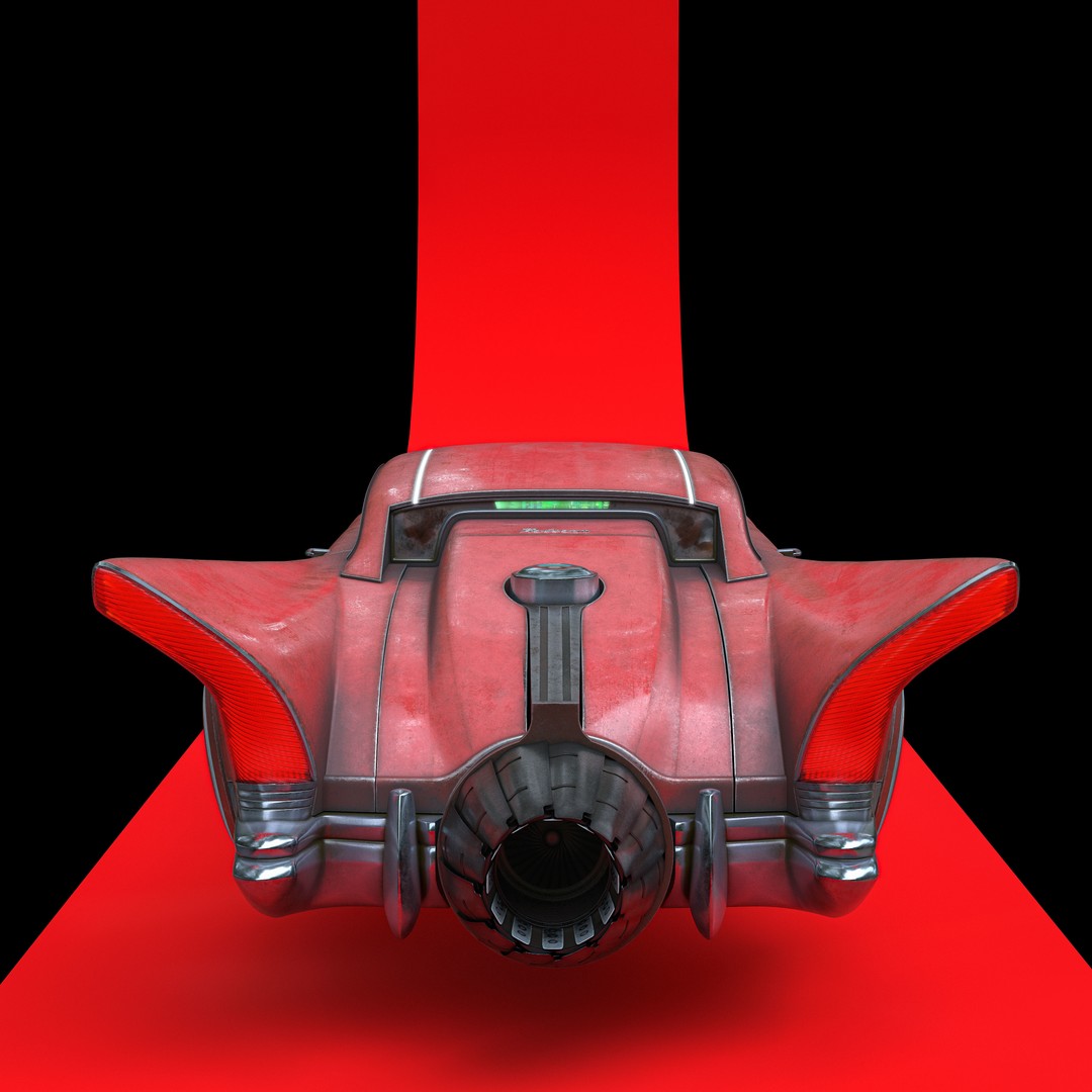 Futuristic Flying Car 3D Model – High Poly PBR Vehicle, FBX, OBJ - View 22