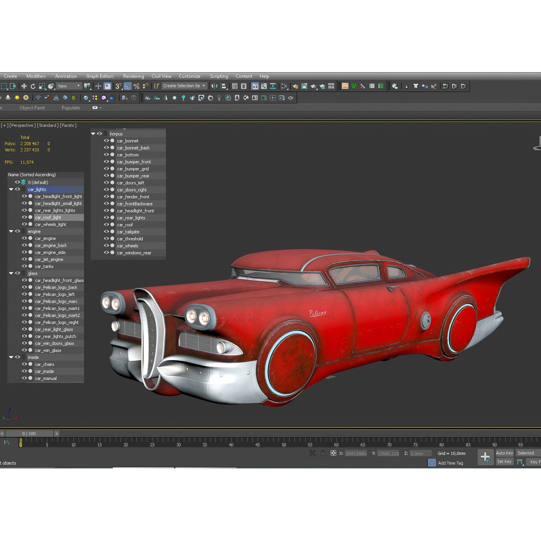 Futuristic Flying Car 3D Model – High Poly PBR Vehicle, FBX, OBJ - View 24