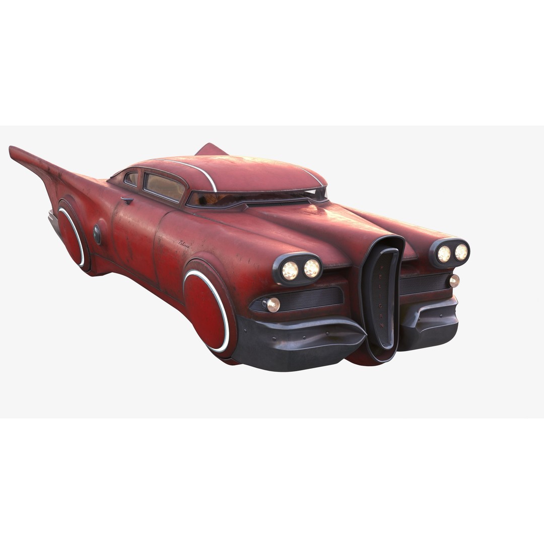 Futuristic Flying Car 3D Model – High Poly PBR Vehicle, FBX, OBJ - View 3