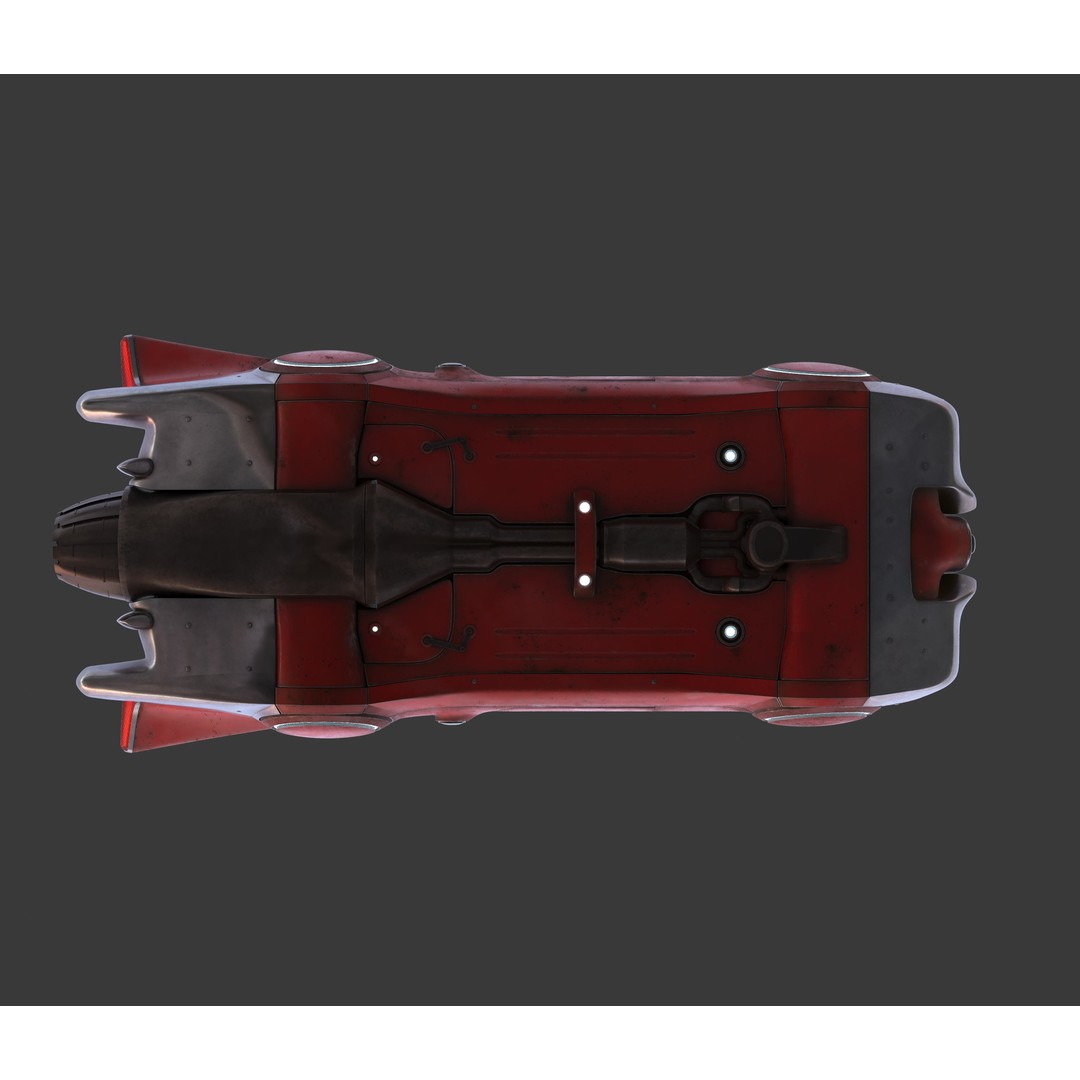 Futuristic Flying Car 3D Model – High Poly PBR Vehicle, FBX, OBJ - View 32
