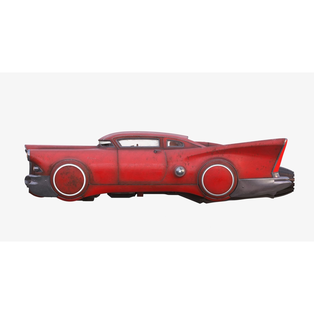 Futuristic Flying Car 3D Model – High Poly PBR Vehicle, FBX, OBJ - View 6