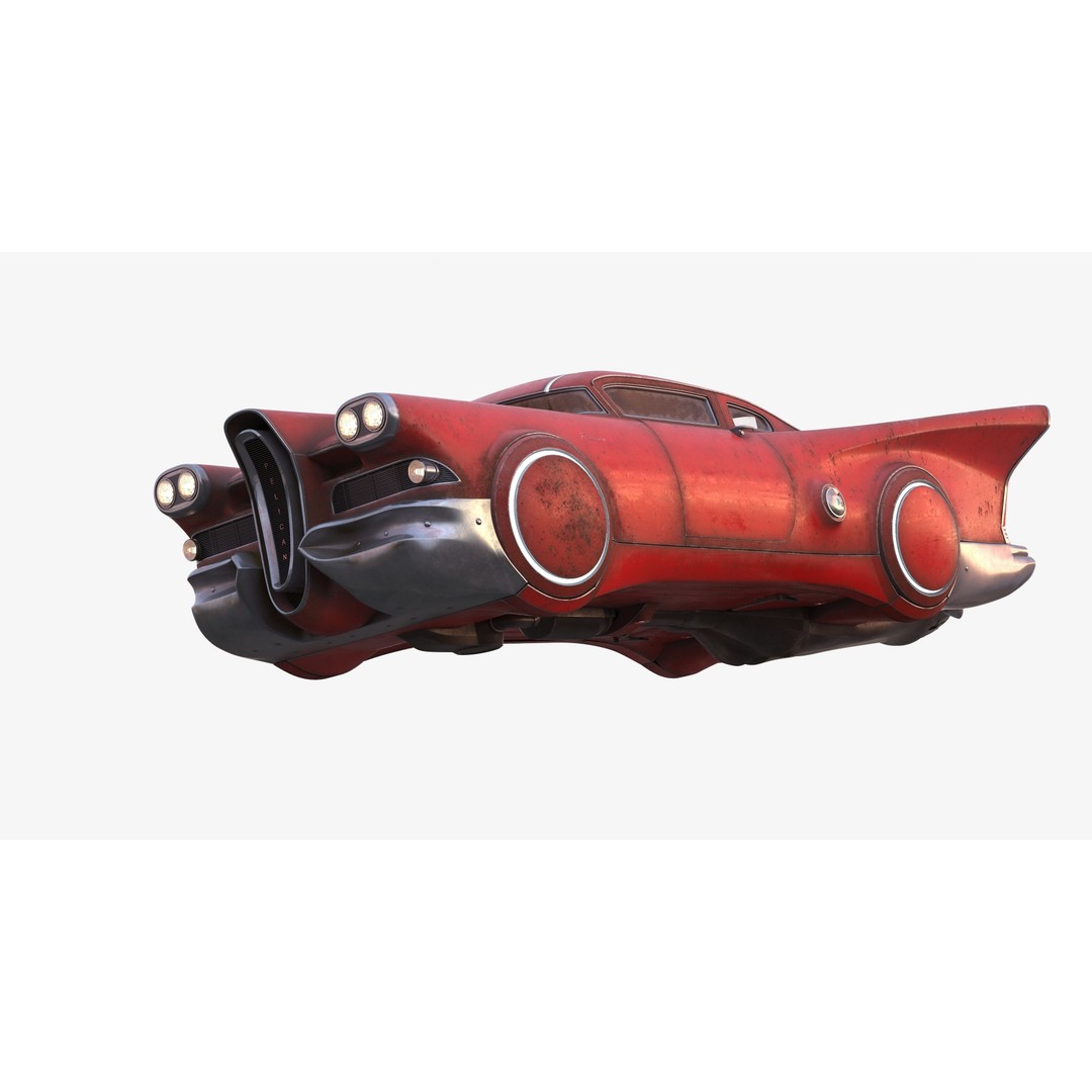 Futuristic Flying Car 3D Model – High Poly PBR Vehicle, FBX, OBJ - View 9