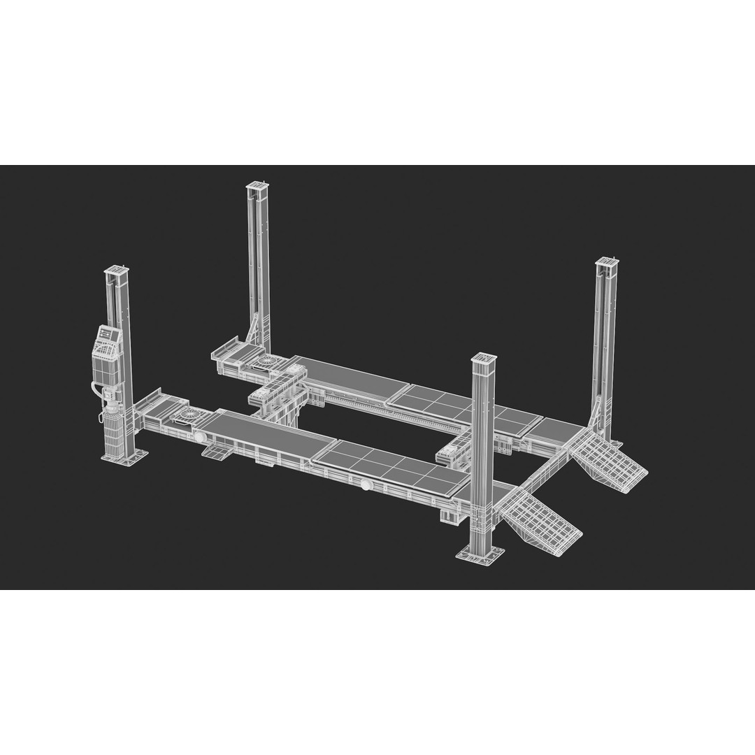 4 Post Car Lift 3D Model – High Quality, Game-Ready Formats - View 12