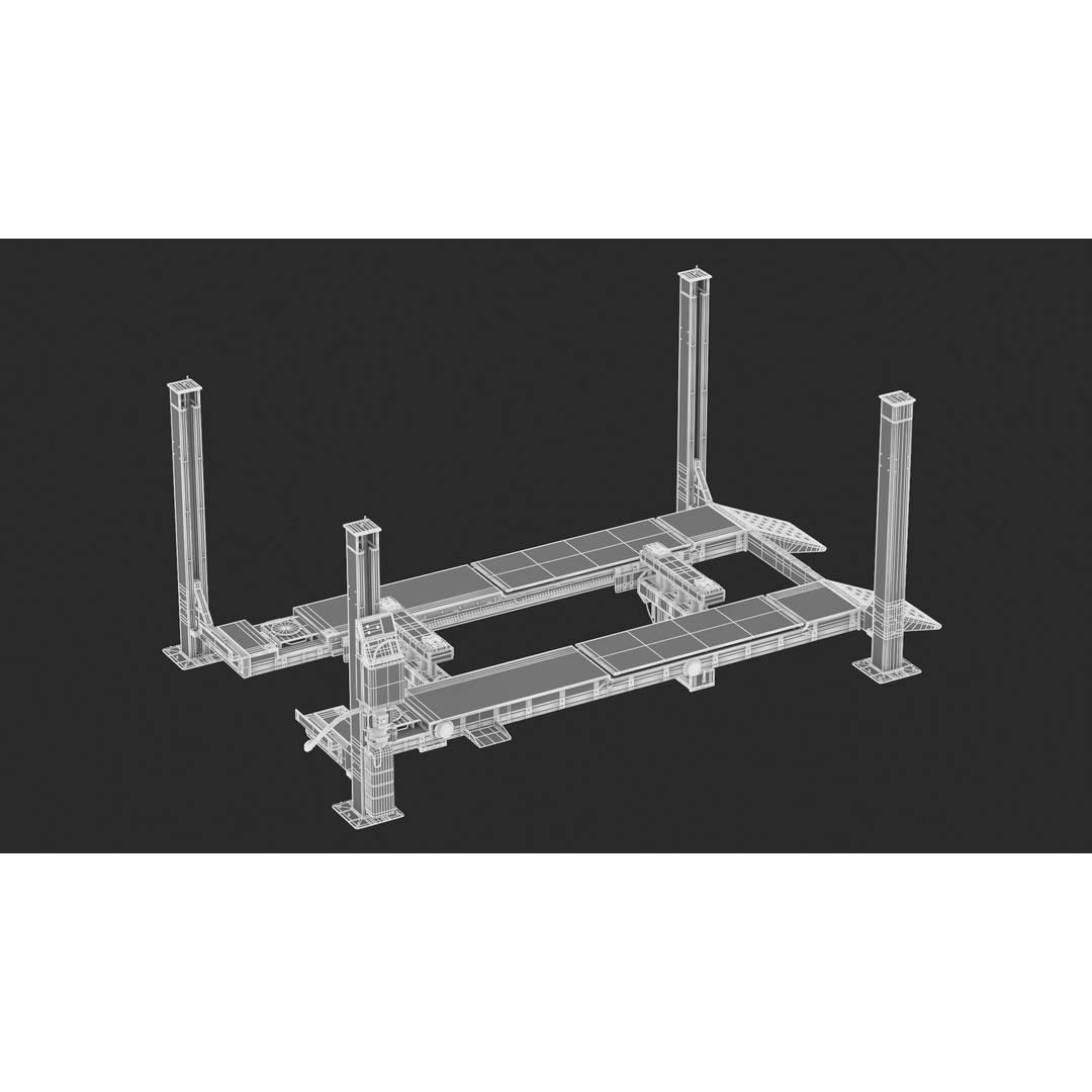 4 Post Car Lift 3D Model – High Quality, Game-Ready Formats - View 13