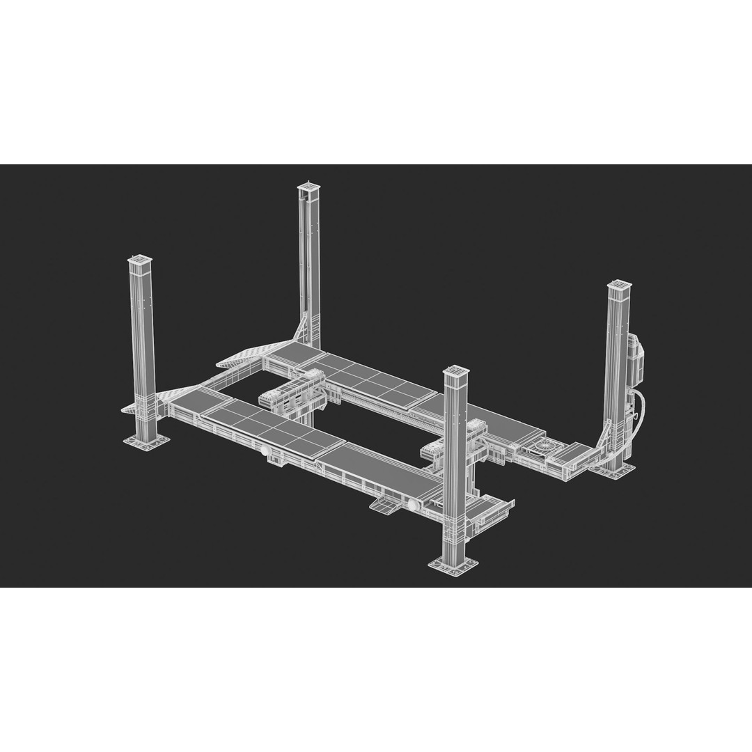 4 Post Car Lift 3D Model – High Quality, Game-Ready Formats - View 15