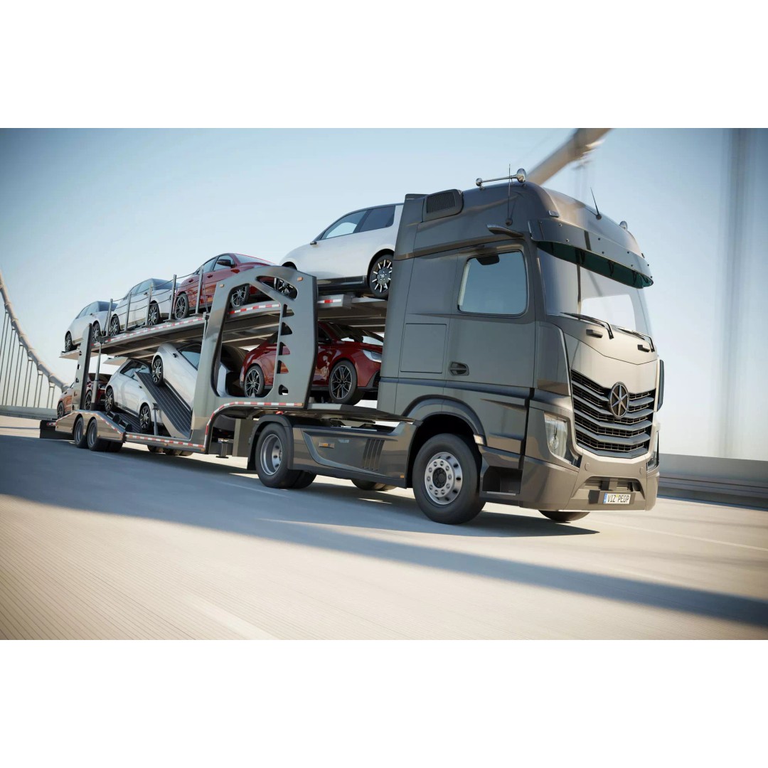 Semi-Truck 3D Model – Mid-Poly Vehicle with Car Carrier Trailer, FBX, Blender - View 2