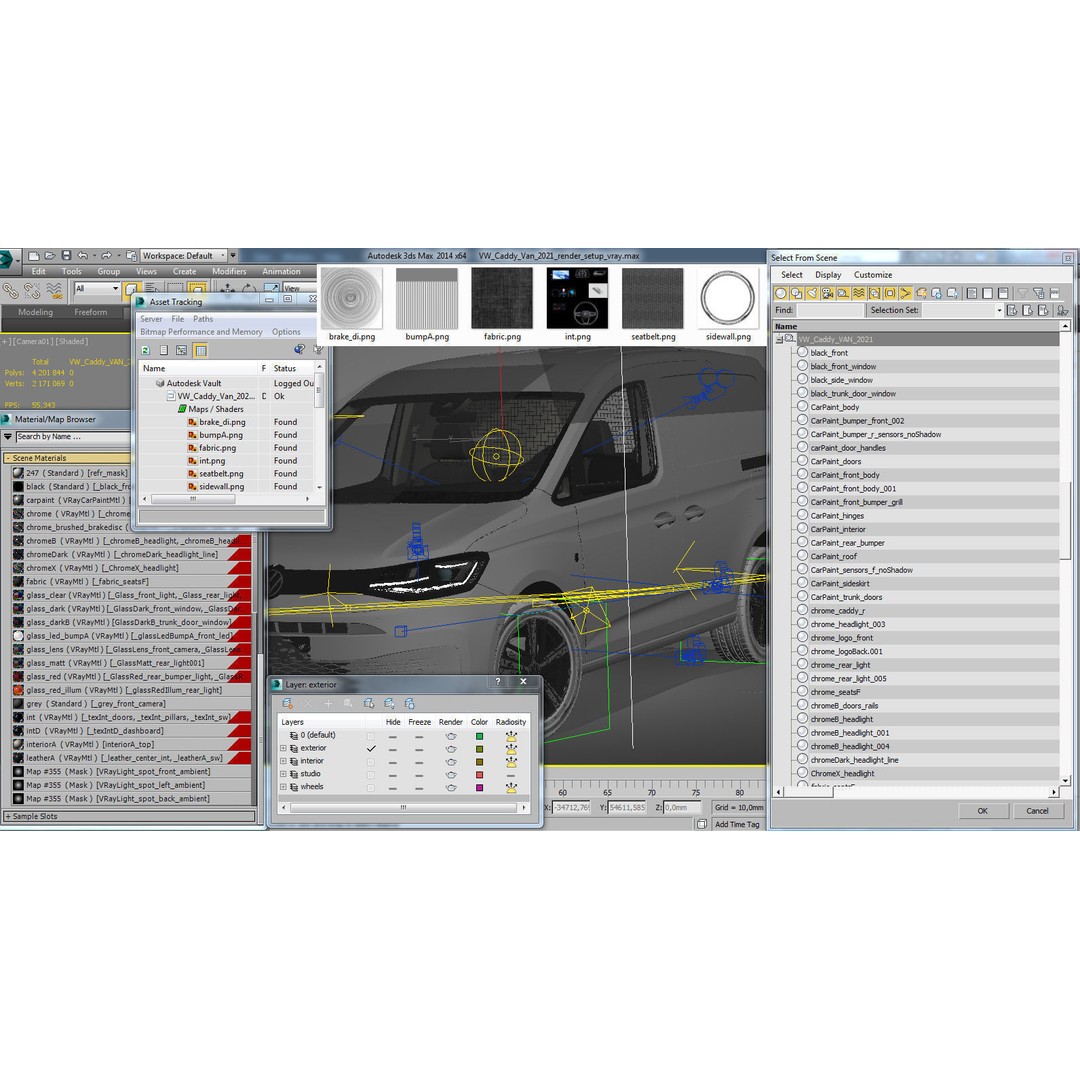 Volkswagen Caddy Van 2021 3D Model – Medium Detail with PBR Materials