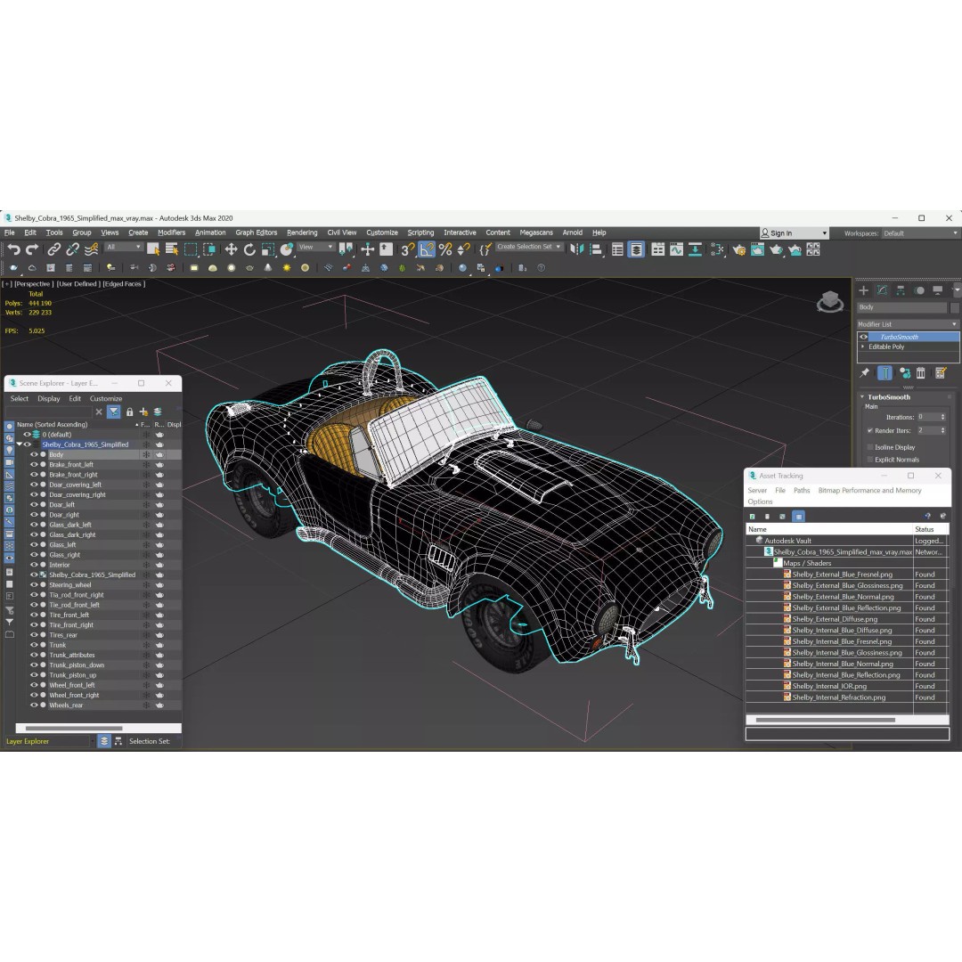 Shelby Cobra 1965 3D Model – Simplified High-Quality Car Asset, FBX - View 26