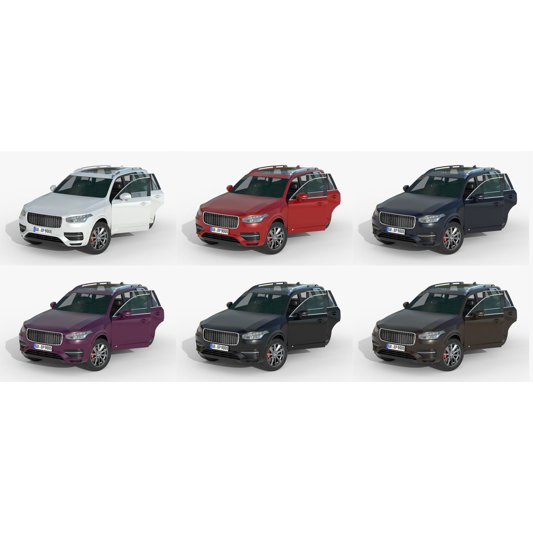 Volvo XC90 3D Model – Low Poly PBR Vehicle with 6 Color Variations - View 3
